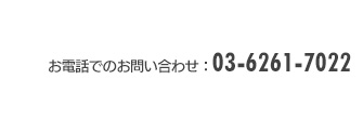 お電話でのお問い合わせ：03-6261-7022